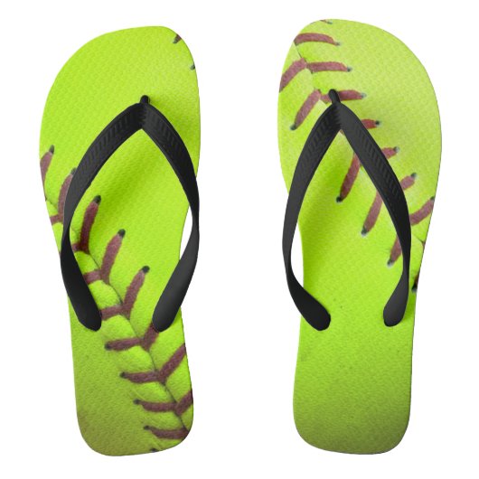 Softball Yellow Fast Pitch 8U 10 Flip Flop Sandals (Voetbed)