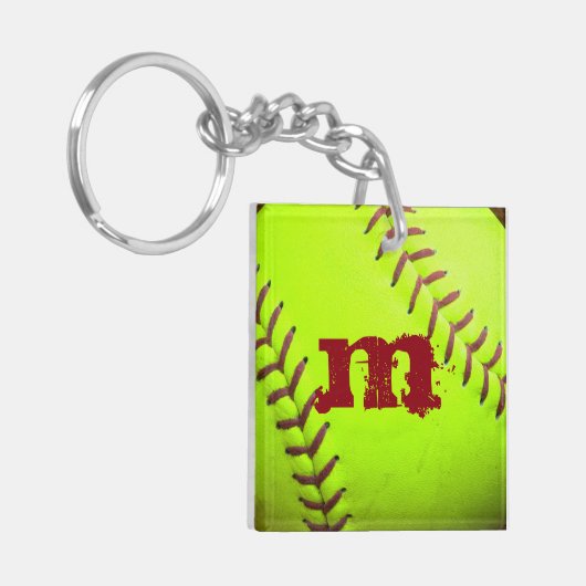 Softball Yellow Fast Pitch 8U 10U 12U 14 Sleutelha Sleutelhanger (Voorkant Links)