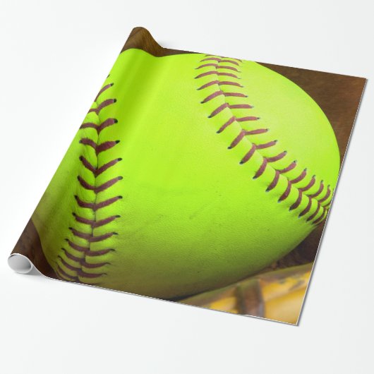 Softball Yellow Fast Pitch 8U 10U-verpakkingspapie Cadeaupapier (Uitgerold)