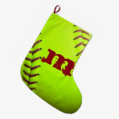 Softball Yellow Fast Pitch 8U kerststop Grote Kerstsok (Voorkant (Hangend))