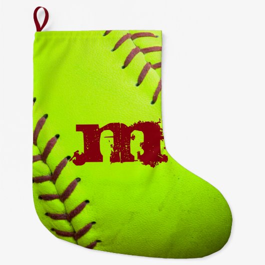 Softball Yellow Fast Pitch 8U kerststop Grote Kerstsok (Voorkant)