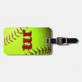 Softball Yellow Fast Pitch 8U Monogram Bagagelabel (Voorkant horizontaal)