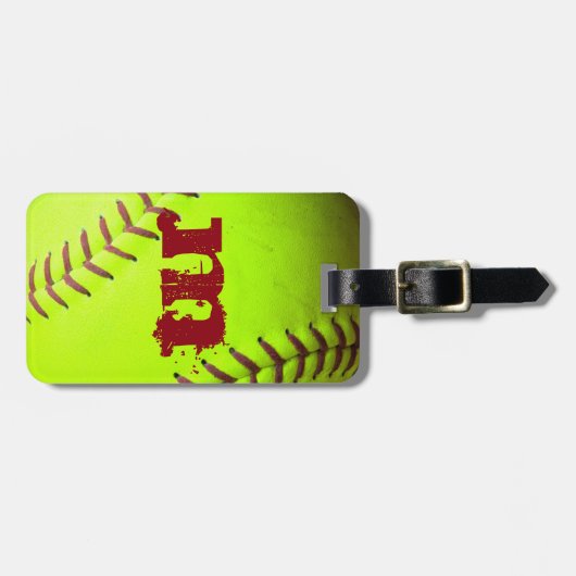 Softball Yellow Fast Pitch 8U Monogram Bagagelabel (Voorkant horizontaal)