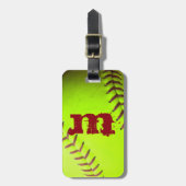 Softball Yellow Fast Pitch 8U Monogram Bagagelabel (Voorkant verticaal)