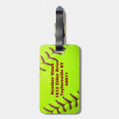 Softball Yellow Fast Pitch 8U Monogram Bagagelabel (Achterkant verticaal)