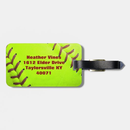 Softball Yellow Fast Pitch 8U Monogram Bagagelabel (Achterkant horizontaal)