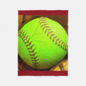 Softball Yellow Fast Pitch Fleece Blanket, 30 x 40 (Voorkant)