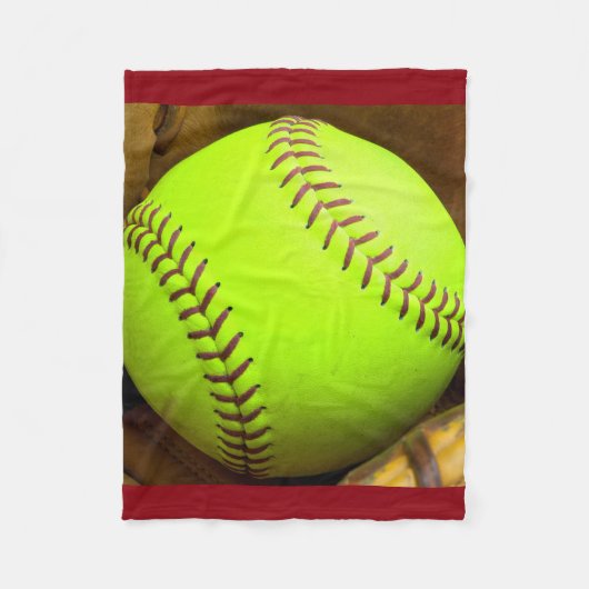 Softball Yellow Fast Pitch Fleece Blanket, 30 x 40 Deken (Voorkant)