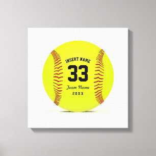  Softball Yellow Red en Black Sport Canvas Afdruk