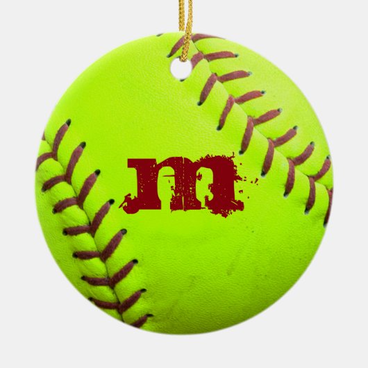 Softball Yellow Snelle Pitch 8U 10U 12U 14U Orname Keramisch Ornament (Voorkant)