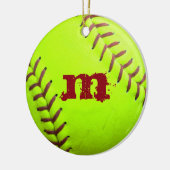 Softball Yellow Snelle Pitch 8U 10U 12U 14U Orname Keramisch Ornament (Links)