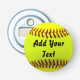 Softball Yellow Softball Sportteam coach Button Flesopener