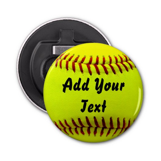 Softball Yellow Softball Sportteam coach Button Flesopener (Voorkant)