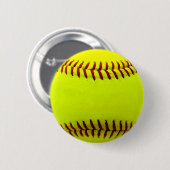 Softball Yellow Team Ronde Button 5,7 Cm (Voorkant /achterkant)
