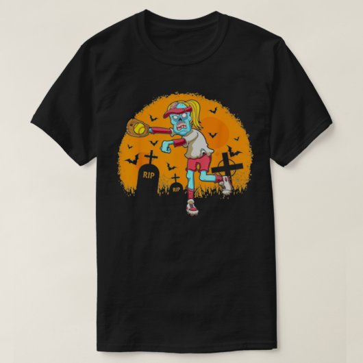 Softball Zombie Catcher Halloween Costume Party T-shirt (Design voorkant)