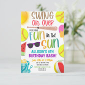 Softball Zomer Party Uitnodiging (Staand voorkant)