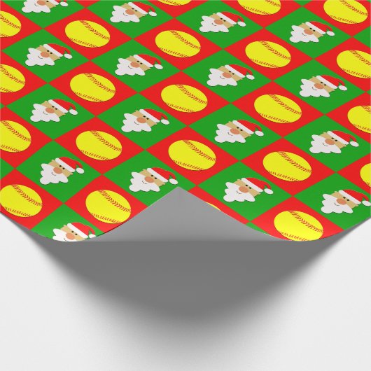 Softballen en Kerstmis met Santa Softball Cadeaupapier (Hoek)