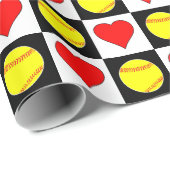 Softballs en Hartenvrouwen Fastpitch Softbalspeler Cadeaupapier (Rol Hoek)