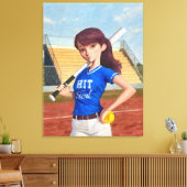 Softbalmeisje Canvas Afdruk (Insitu (Woonkamer))