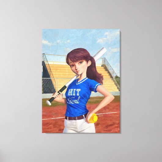 Softbalmeisje Canvas Afdruk (Voorkant)