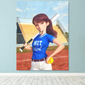 Softbalmeisje Canvas Afdruk (Insitu (Houten vloer))