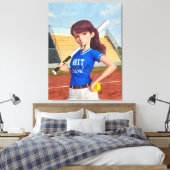 Softbalmeisje Canvas Afdruk (Insitu (Slaapkamer))