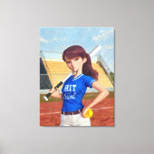 Softbalmeisje Canvas Afdruk (Voorkant)