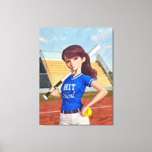 Softbalmeisje Canvas Afdruk (Voorkant)