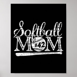 Softbalmoeder #42 Jersey Favoriete Speler Shirt Mo Poster