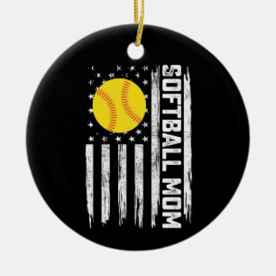 Softbalmoeder Amerikaanse VS-vlag Vintage Moederda Keramisch Ornament
