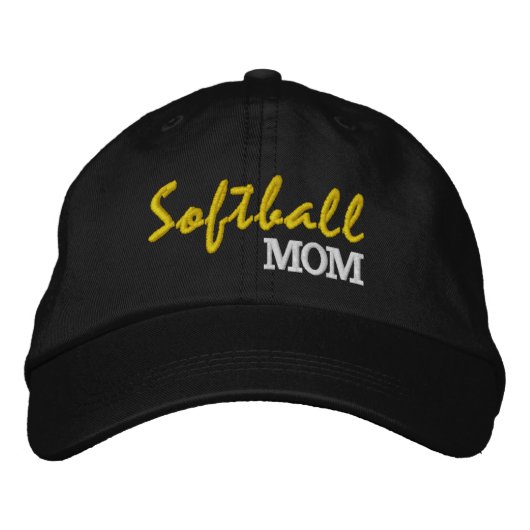 Softbalmoeder geborduurde pet, sportthema pet (Voorkant)