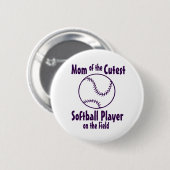 Softbalmoeder leukste op het veld ronde button 5,7 cm (Voorkant /achterkant)