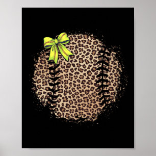 Softbalmoeder Luipaard Coquette Boog Softbal Mama Poster