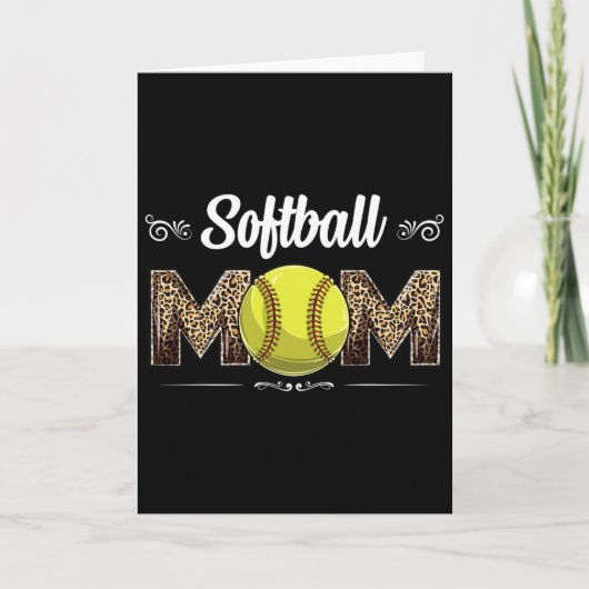 Softbalmoeder Luipaard Grappige Bal Moeder Moederd Kaart (Voorkant)