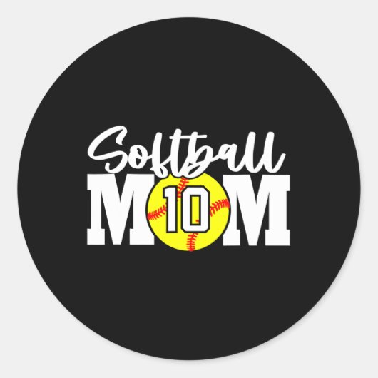 Softbalmoeder Nummer #10 Ronde Sticker (Voorkant)