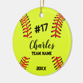 softbalspeler | Aangepast naamnummer & team Keramisch Ornament (Links)