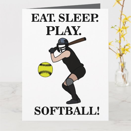 Softbalspeler Coach Sportfeest Kaart (Gele Bloem)