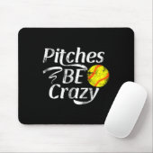 Softbalspeler Pitches Be Crazy Funny Softbal Pitch Muismat (Met muis)