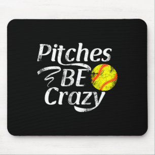Softbalspeler Pitches Be Crazy Funny Softbal Pitch Muismat