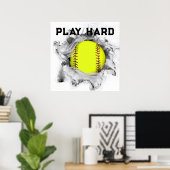 Softbalspeler Poster (Thuiskantoor)