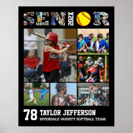 Softbalspeler Senior Night Sports Fotocollage Poster