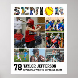 Softbalspeler Senior Night Sports Fotocollage Poster