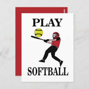 Softbalspeler speelt softbal briefkaart