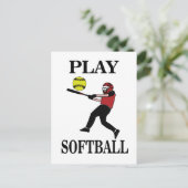 Softbalspeler speelt softbal briefkaart (Staand voorkant)