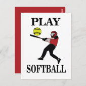 Softbalspeler speelt softbal briefkaart (Voorkant / Achterkant)