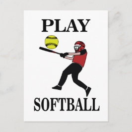 Softbalspeler speelt softbal briefkaart