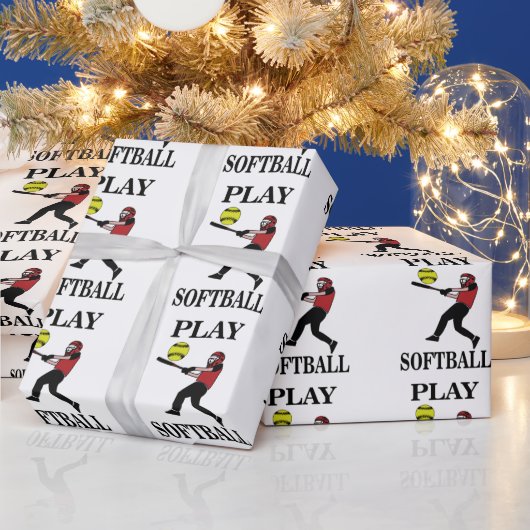 Softbalspeler speelt softbal cadeaupapier (Feestdagen)