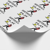 Softbalspeler speelt softbal cadeaupapier (Hoek)