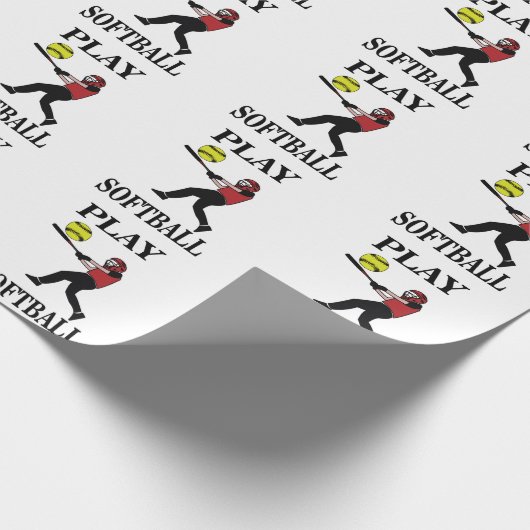 Softbalspeler speelt softbal cadeaupapier (Hoek)