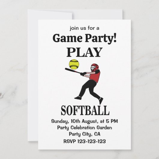 Softbalspeler speelt softbal kaart (Voorkant)